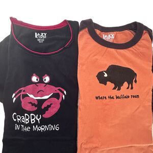 You Get BOTH ~ Lazy One Tops Size M ~ Crabby in Morning and Where Buffalo Roam